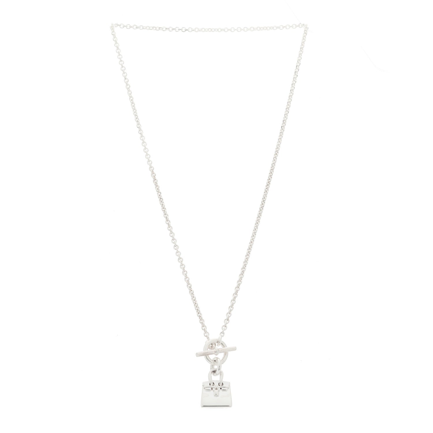 Hermes Sterling Silver Birkin Amulette Pendant Necklace 2 of 5