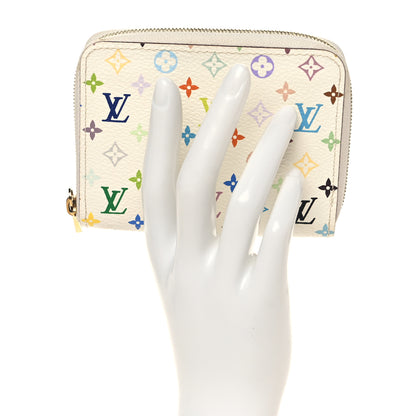 Louis Vuitton Monogram Multicolor Zippy Coin Purse Wallet White Litchi 2 of 6