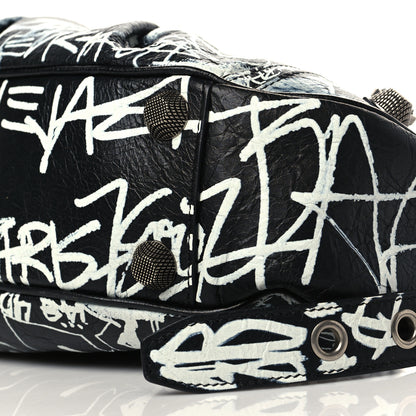 Balenciaga Agneau Arena Graffiti Small Le Cagole Shoulder Bag Black White 10 of 10