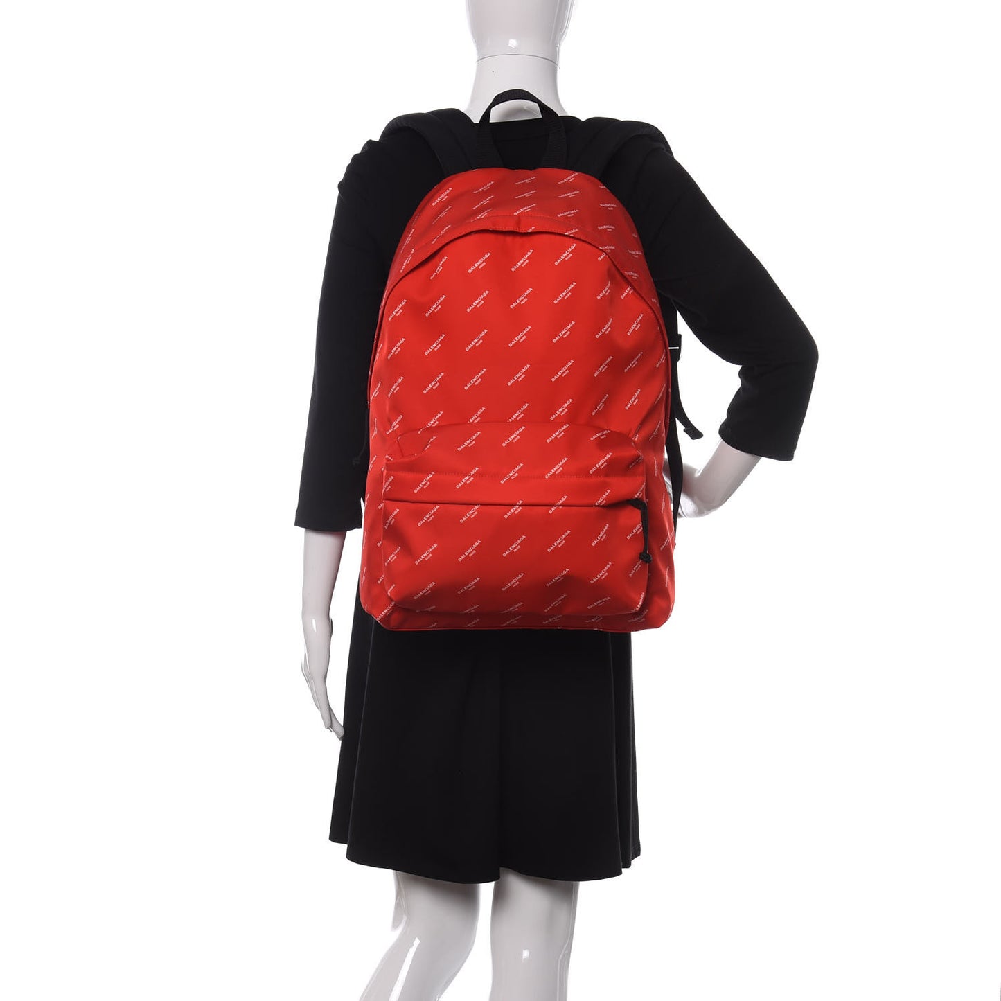 Twill Nylon Allover Logo Print Explorer Backpack Rouge Vermillion White