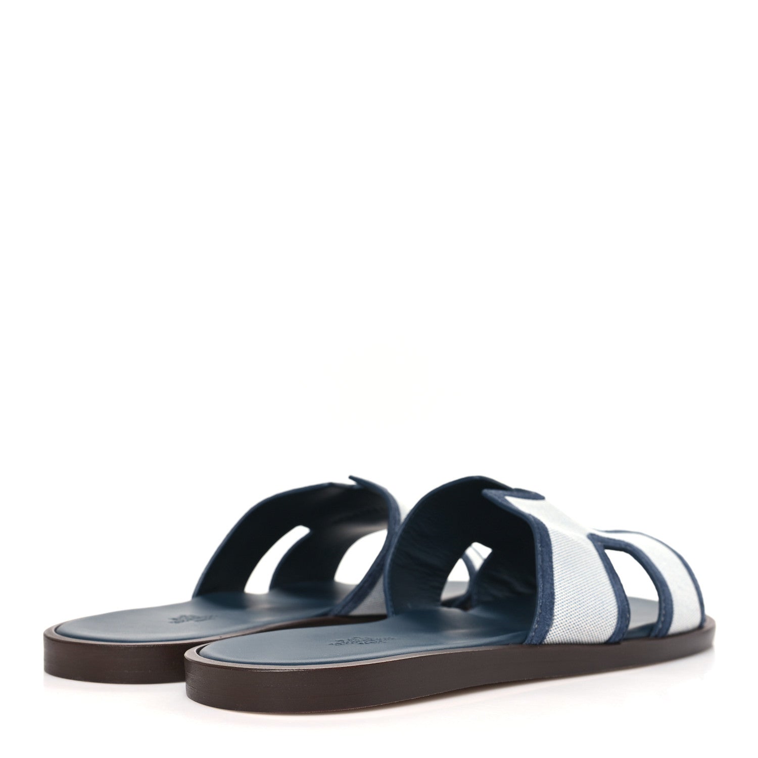 Hermes Canvas Suede Goatskin Mens Izmir Sandals 44 Bleu Bleu Celeste 4 of 8