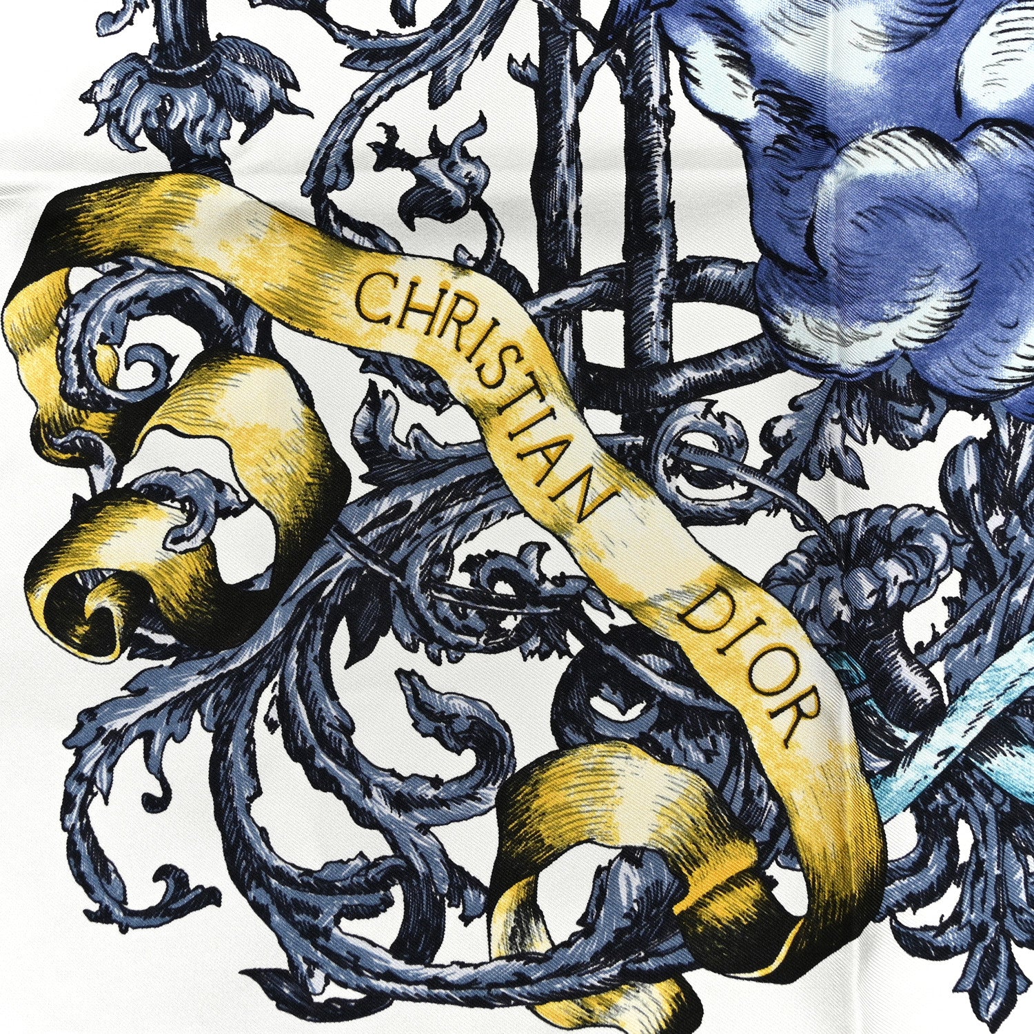 Christian Dior Silk Le Monde 90 Square Scarf White Multicolor 2 of 4