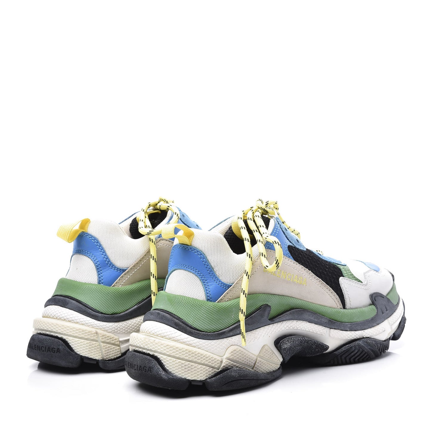 Fabric Mesh Nappa Mens Triple S Sneakers 39 Bleu White Vert Jaune