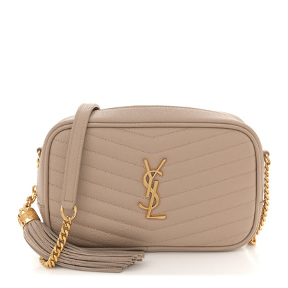 Saint Laurent Grain De Poudre Matelasse Monogram Mini Lou Camera Bag Dark Beige 1 of 10