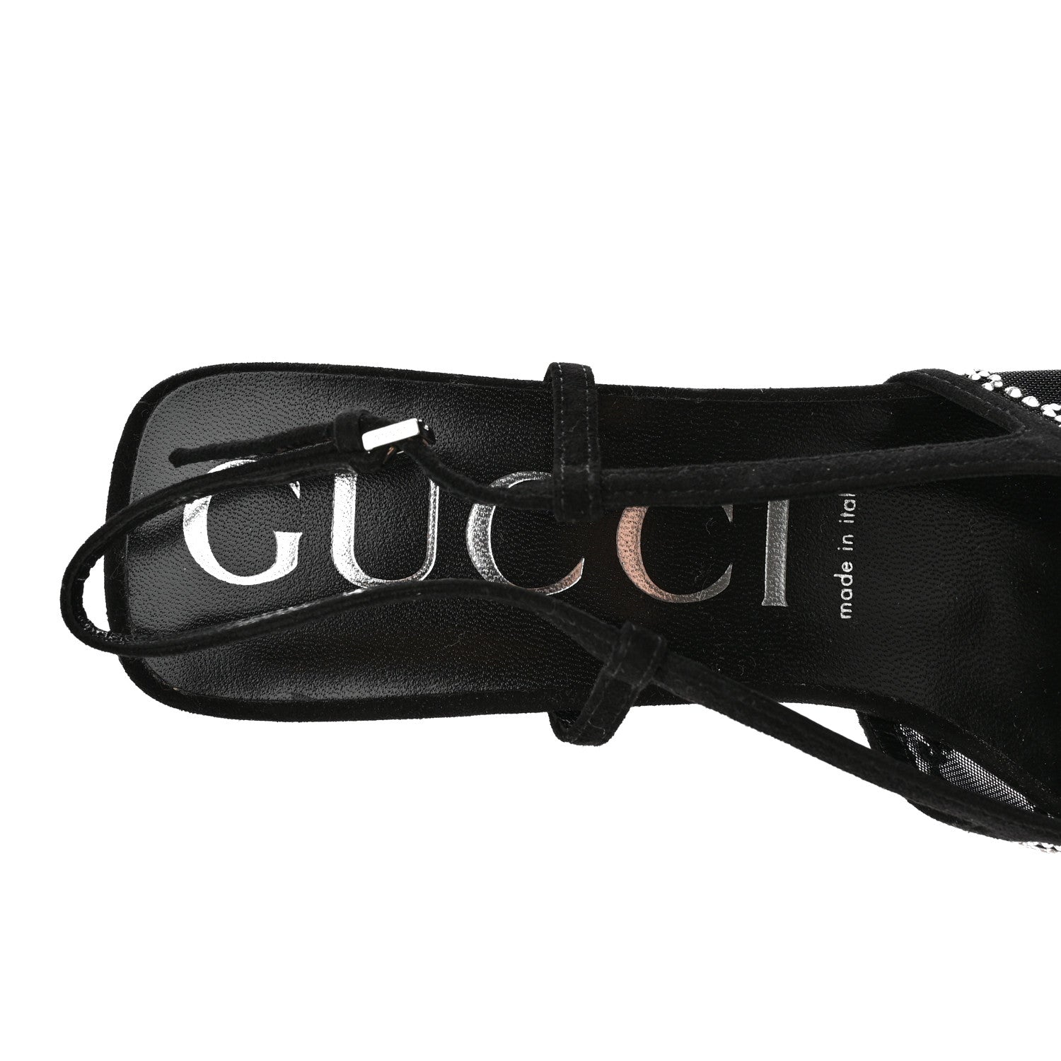 Gucci Tela Retino Kid Scamosciato Crystal GG Monogram Square G 35mm Slingback Pumps 41 Black 7 of 9