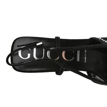 Gucci Tela Retino Kid Scamosciato Crystal GG Monogram Square G 35mm Slingback Pumps 41 Black 7 of 9