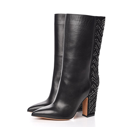 Valentino Garavani Nappa Suede Beaded Boots 36.5 Black 3 of 10