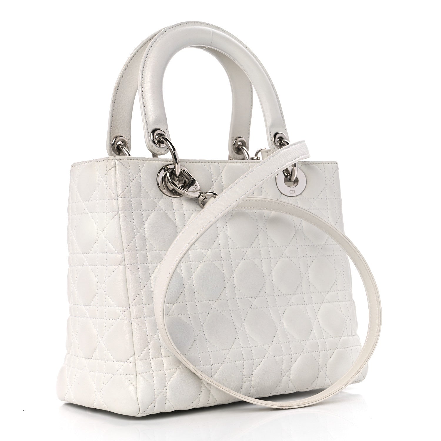 Christian Dior Lambskin Cannage Medium Lady Dior White 3 of 13