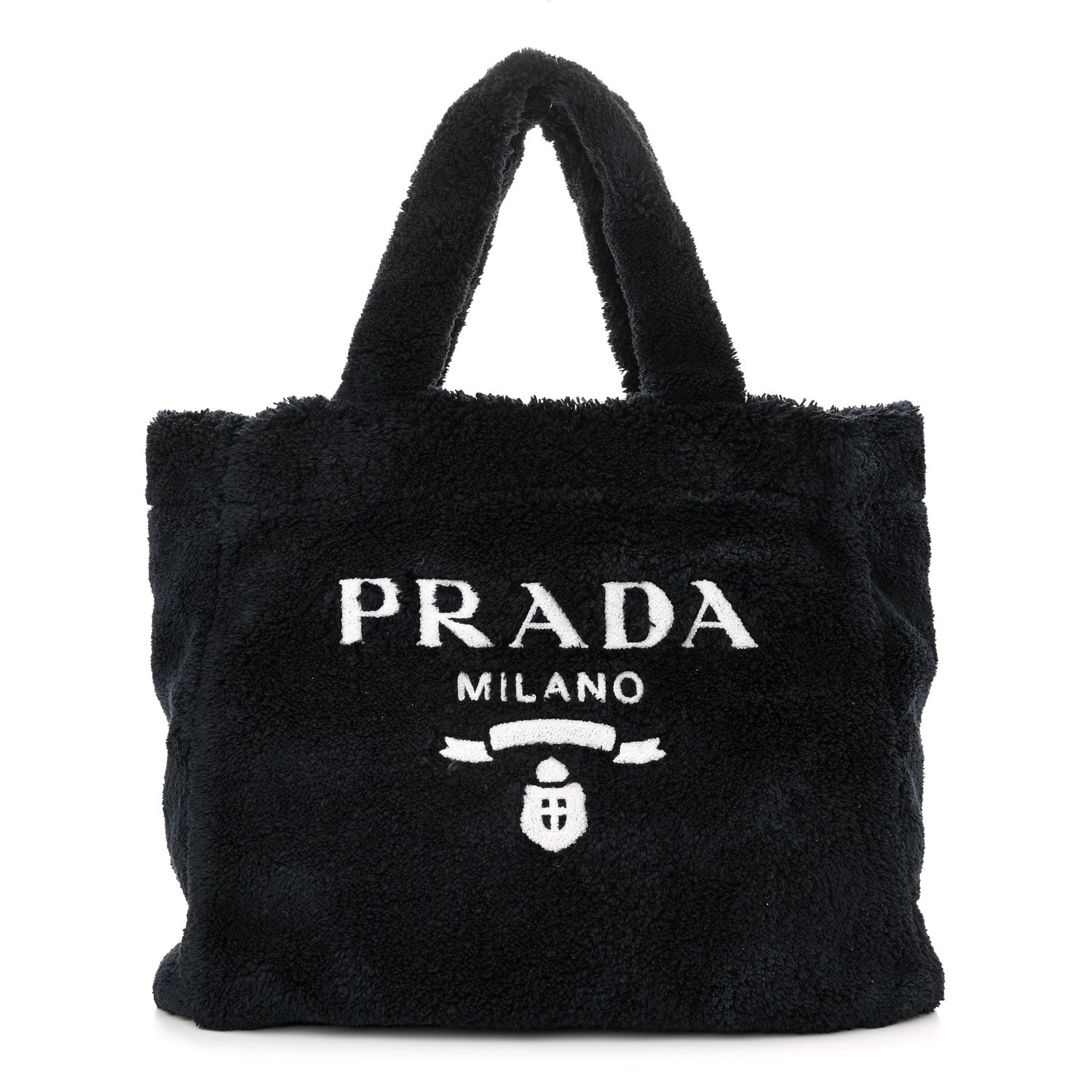 Prada Terry Cloth Tote Bag Black White 1 of 9