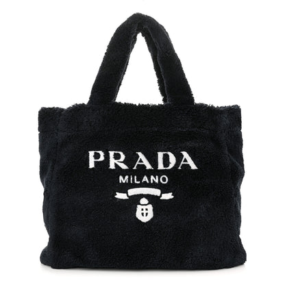 Prada Terry Cloth Tote Bag Black White 1 of 9