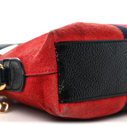 Gucci Suede Patent Web GG Small Ophidia Dome Shoulder Bag Hibiscus Red 9 of 11