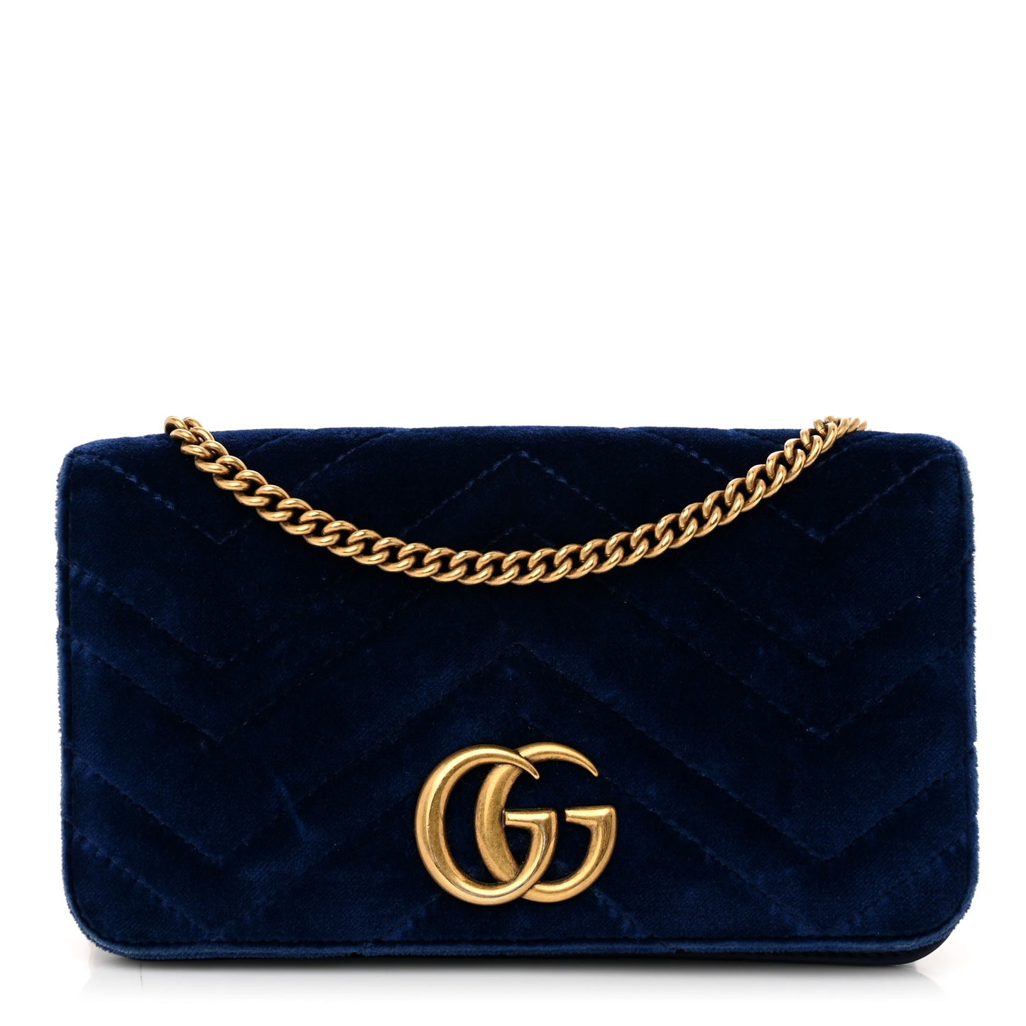 Velvet Matelasse GG Marmont Mini Bag Cobalt Blue