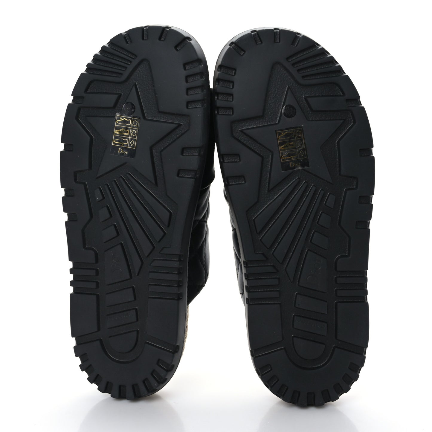 Calfskin Cannage Dtwist Espadrille Platform Sandals 38.5 Black