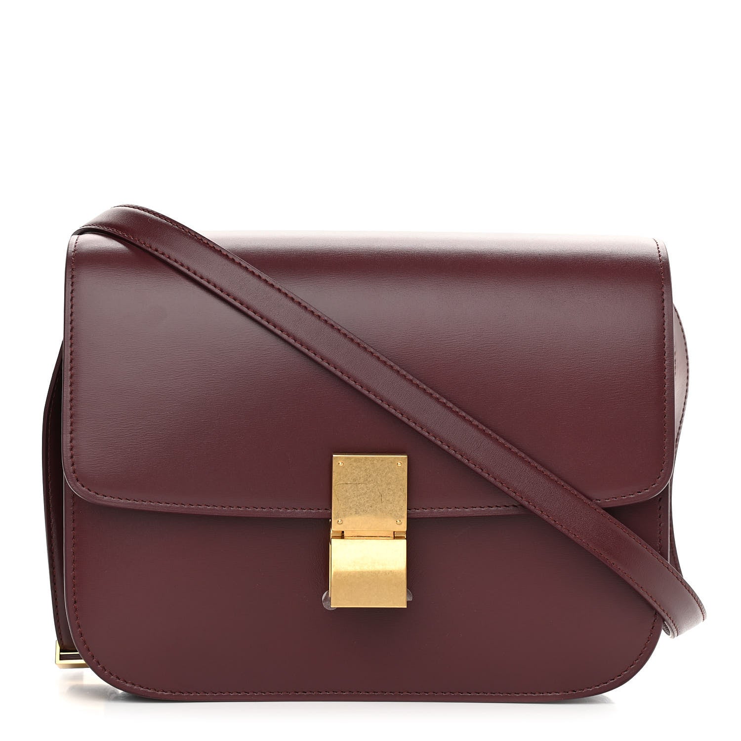 Celine Box Calfskin Medium Classic Box Flap Bag Burgundy 1 of 12
