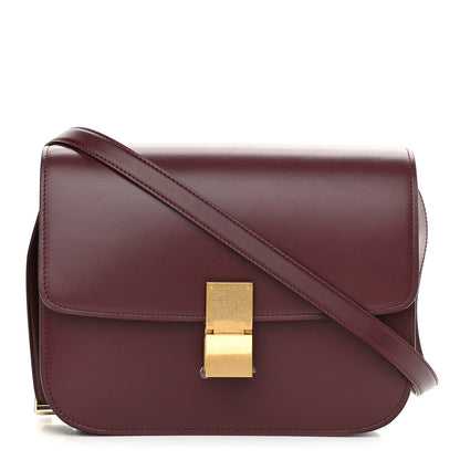 Celine Box Calfskin Medium Classic Box Flap Bag Burgundy 1 of 12