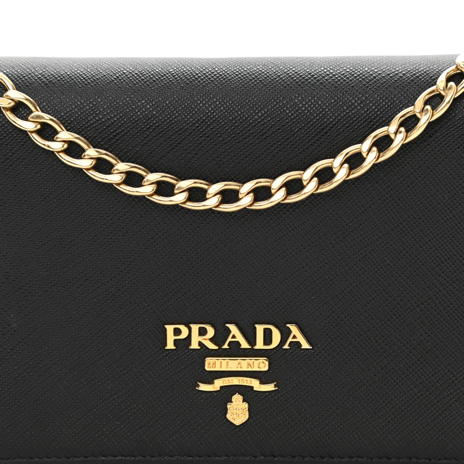 Prada Saffiano Chain Wallet Black 7 of 9