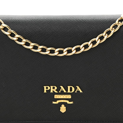 Prada Saffiano Chain Wallet Black 7 of 9