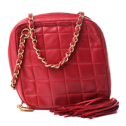 Chanel Lambskin Quilted Tassel Clutch Red 1 of 13