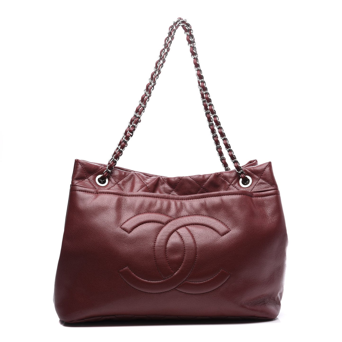 Caviar Quilted Large Timeless CC Soft Tote Dark Red