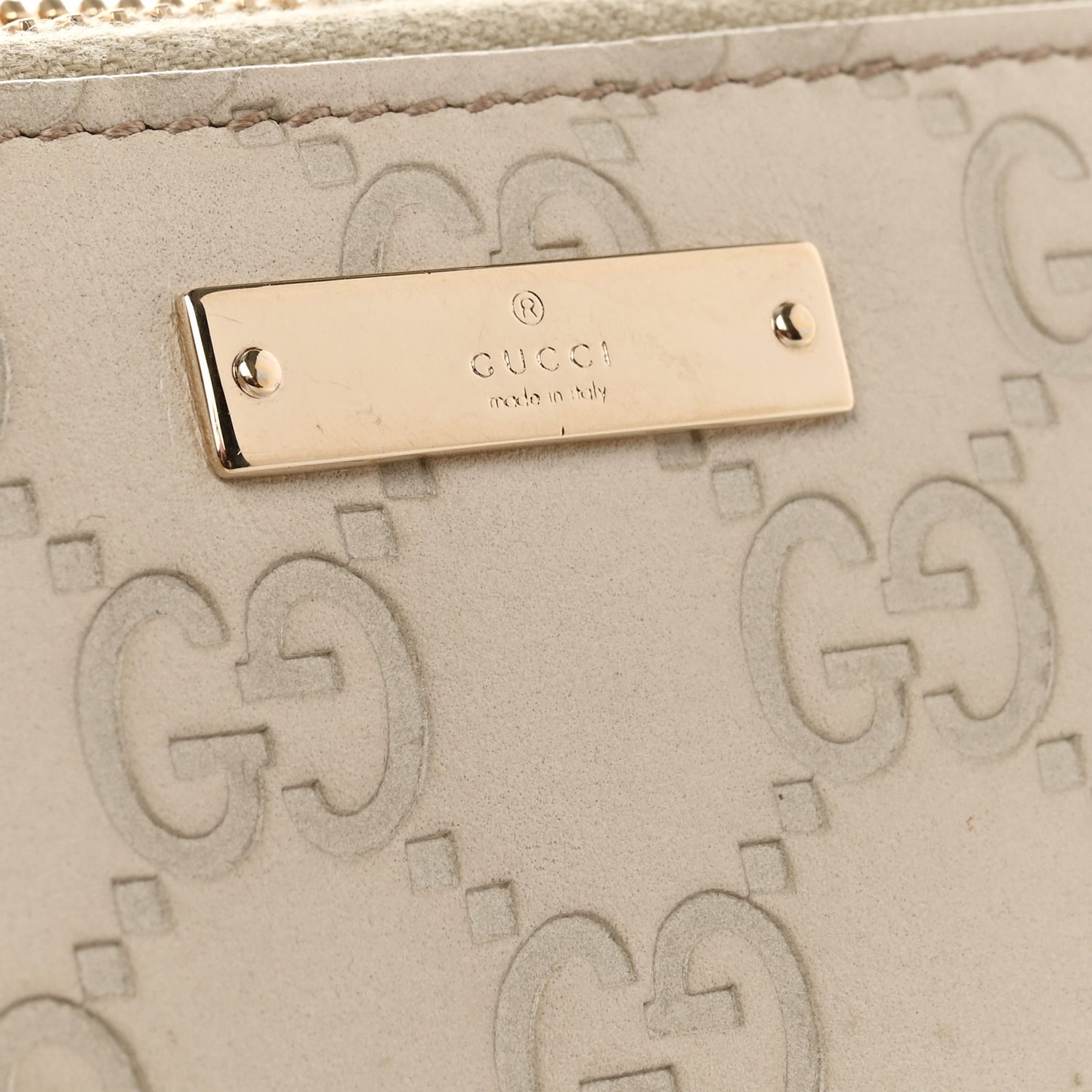 Guccissima Margaux Calfskin Metal Bar Zip Around Wallet White