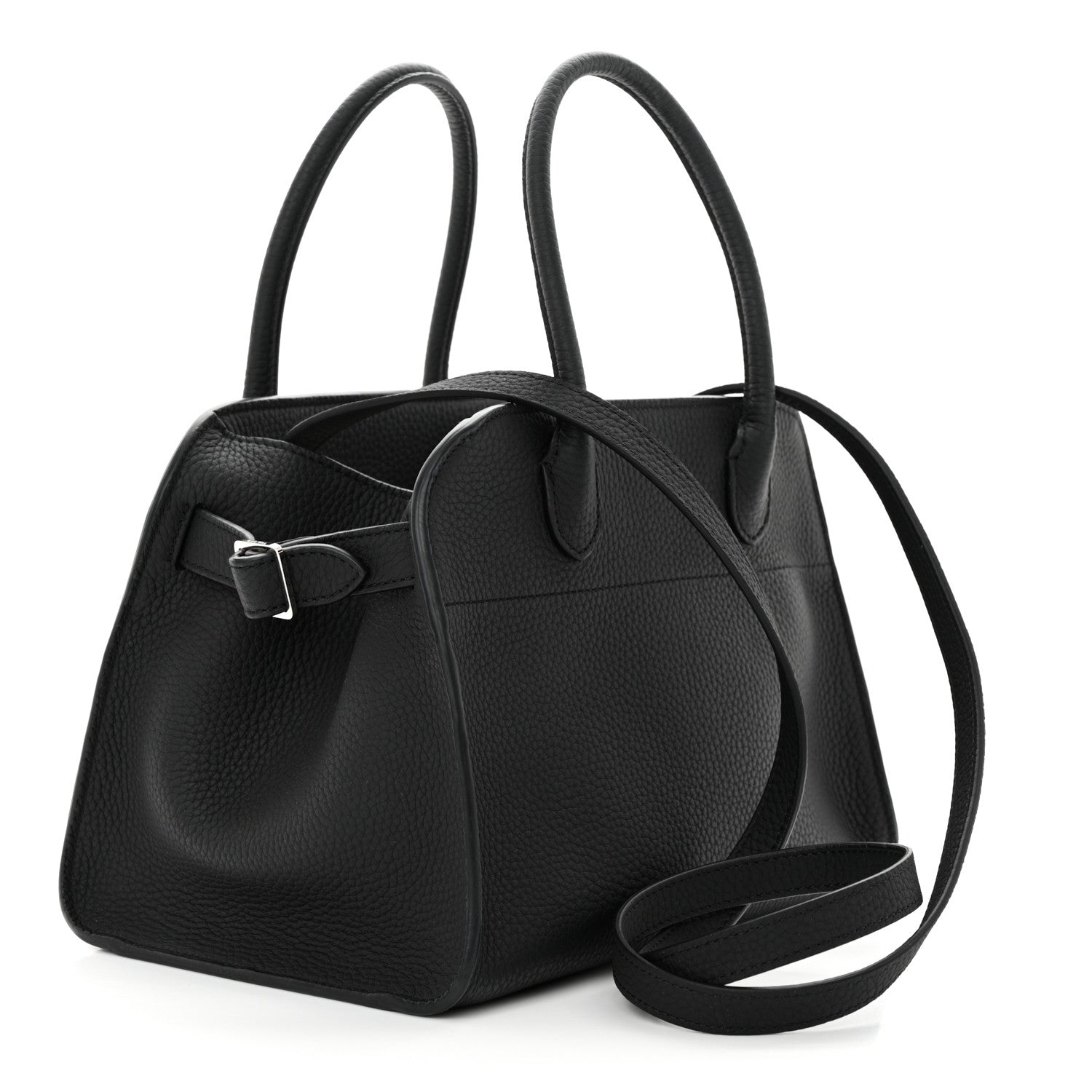 The Row Grained Calfskin Soft Margaux 10 Bag Black 3 of 9