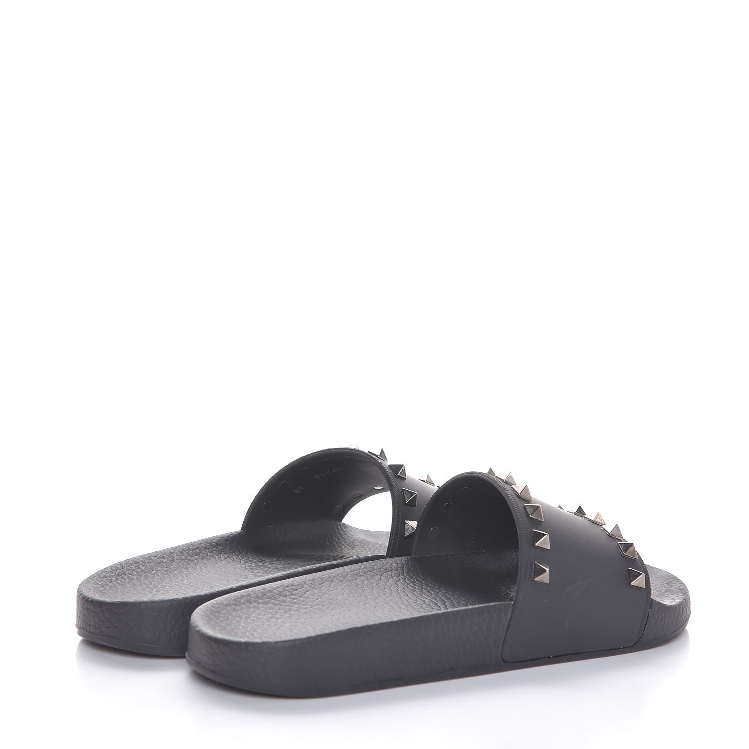 Valentino Garavani Rubber Rockstud Slide Sandals 38 Black 4 of 10