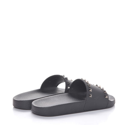 Valentino Garavani Rubber Rockstud Slide Sandals 38 Black 4 of 10