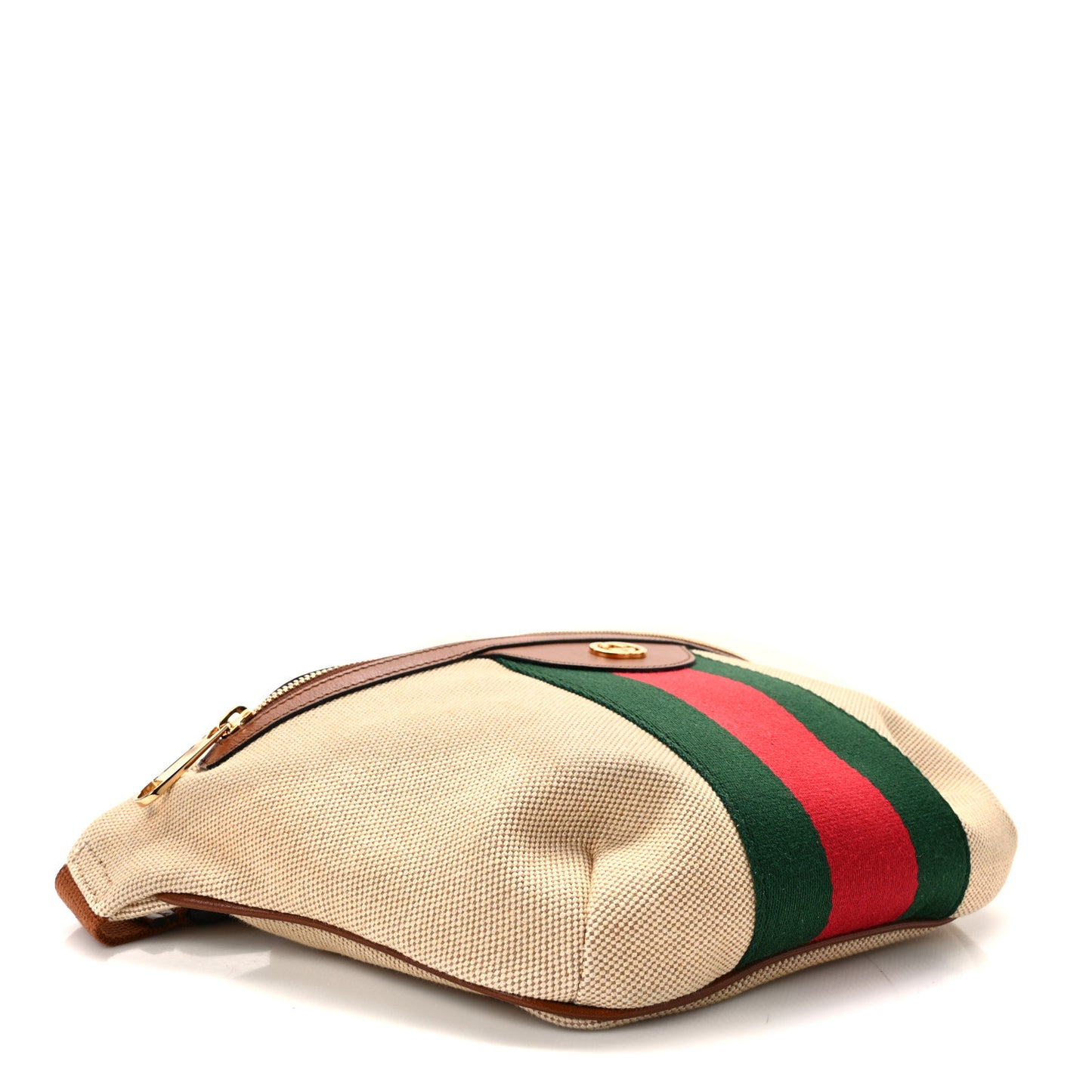 Vintage Canvas Web Belt Bag Sand Cuir