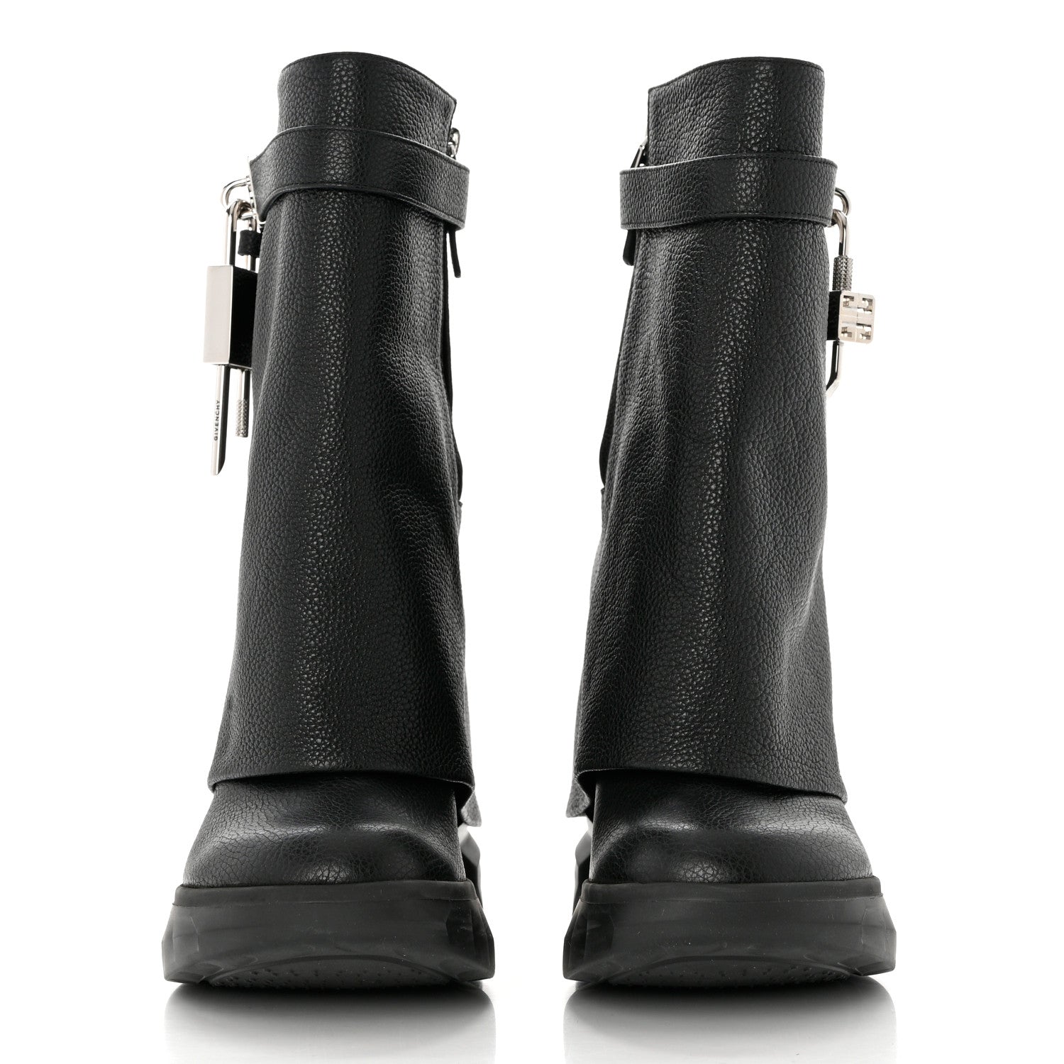 Givenchy Grained Calfskin Shark Lock Biker Ankle Boots 41 Black 2 of 9