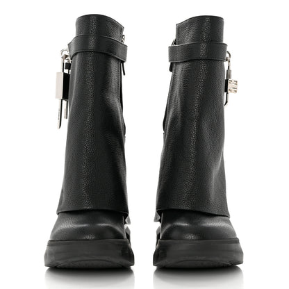 Givenchy Grained Calfskin Shark Lock Biker Ankle Boots 41 Black 2 of 9