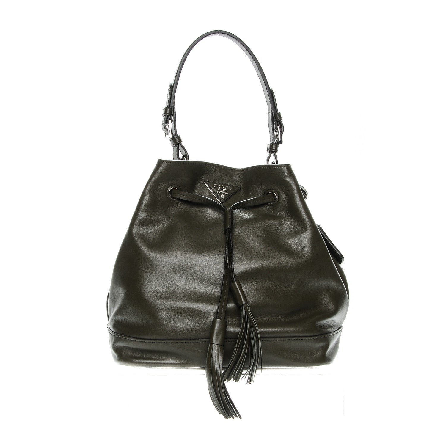 Prada Soft Calf Bucket Bag Militare Ocra 1 of 7