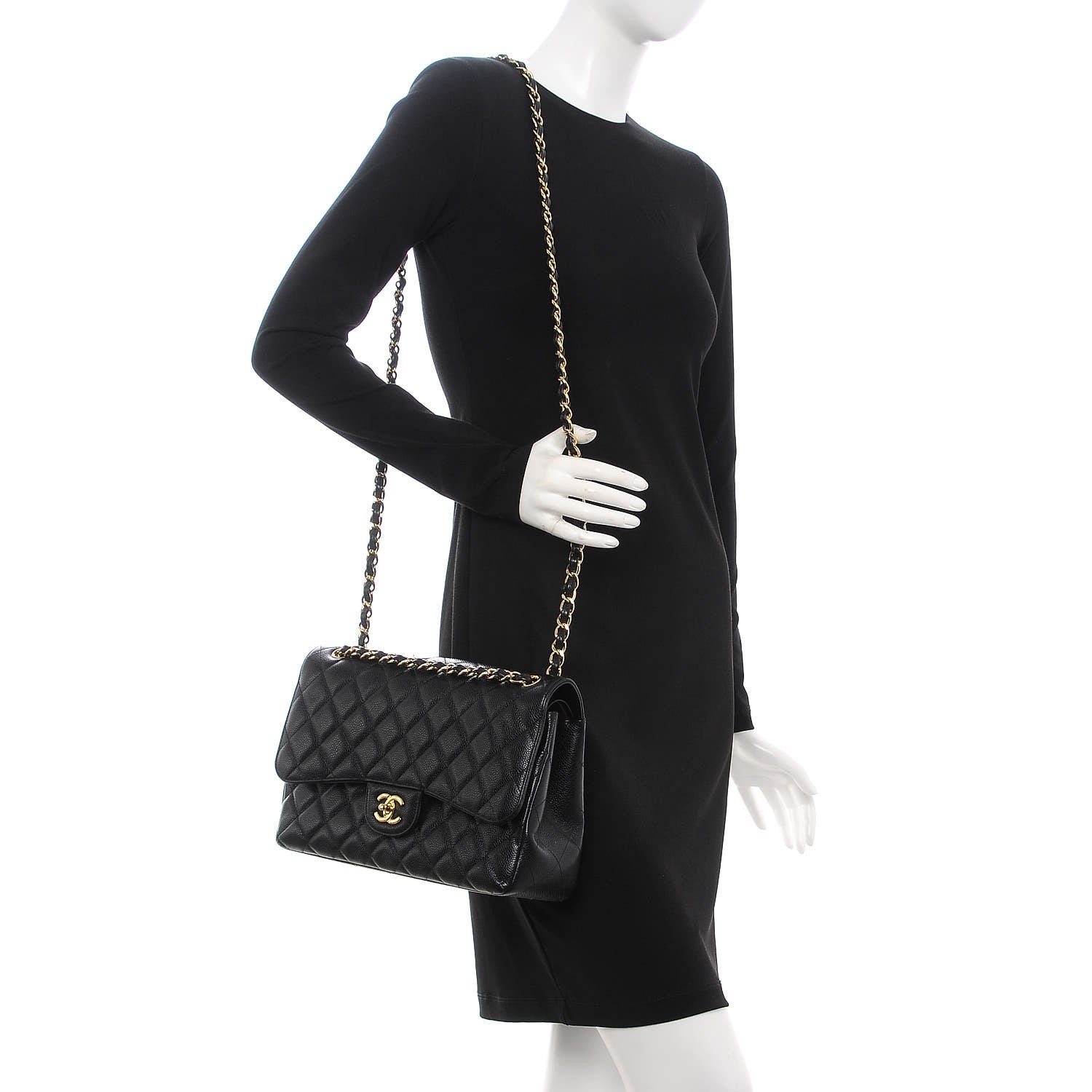 Chanel Caviar Quilted Jumbo Double Flap Black 2 of 8