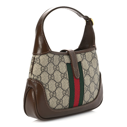 Gucci GG Supreme Monogram Azalea Calfskin Web Mini Jackie 1961 Hobo Beige Ebony Brown Sugar 3 of 11