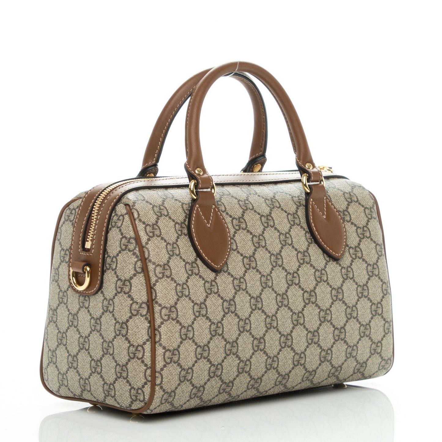 GG Supreme Monogram Floral Embroidered Small Boston Brown