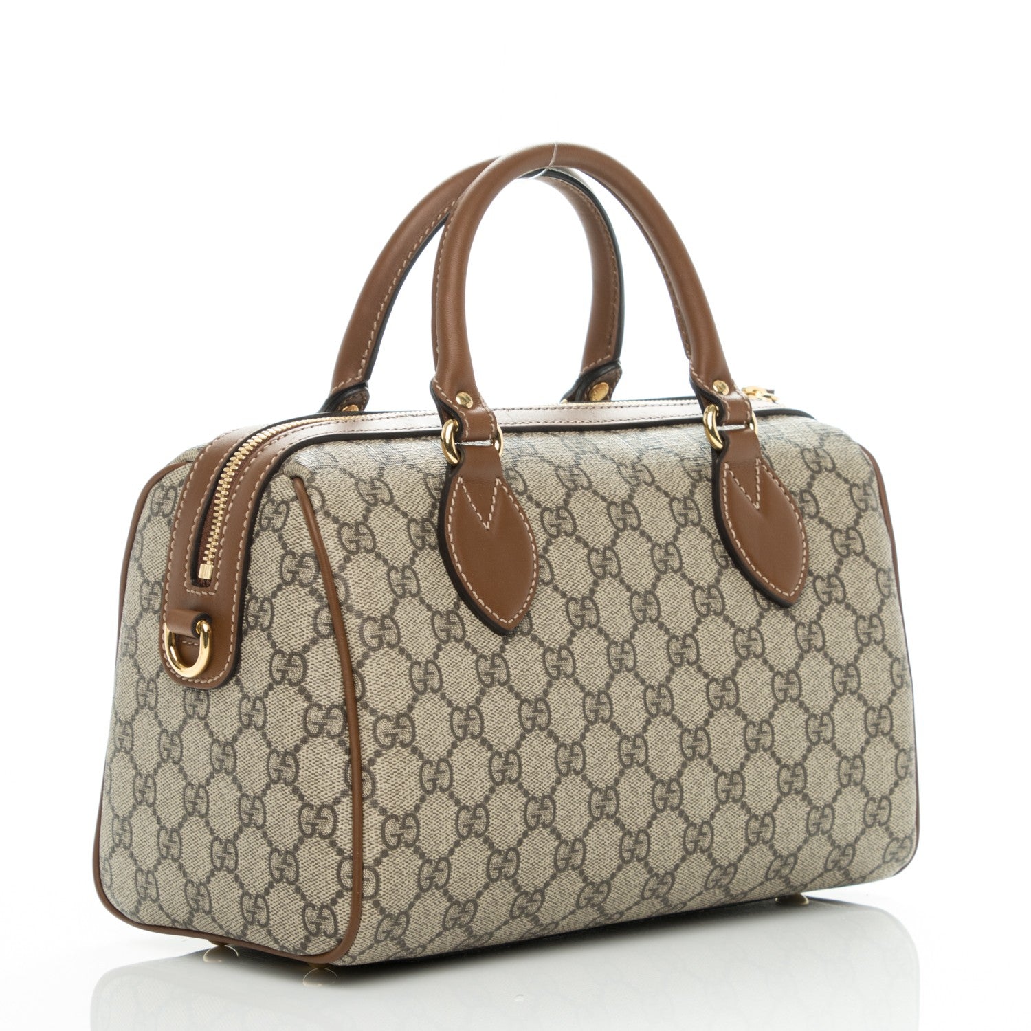Gucci GG Supreme Monogram Floral Embroidered Small Boston Brown 3 of 7