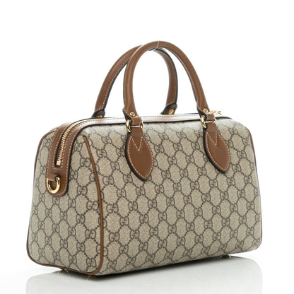 Gucci GG Supreme Monogram Floral Embroidered Small Boston Brown 3 of 7