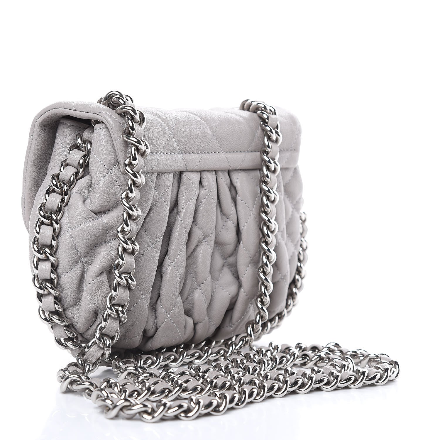 Chanel Washed Lambskin Quilted Mini Chain Around Messenger Grey 3 of 10