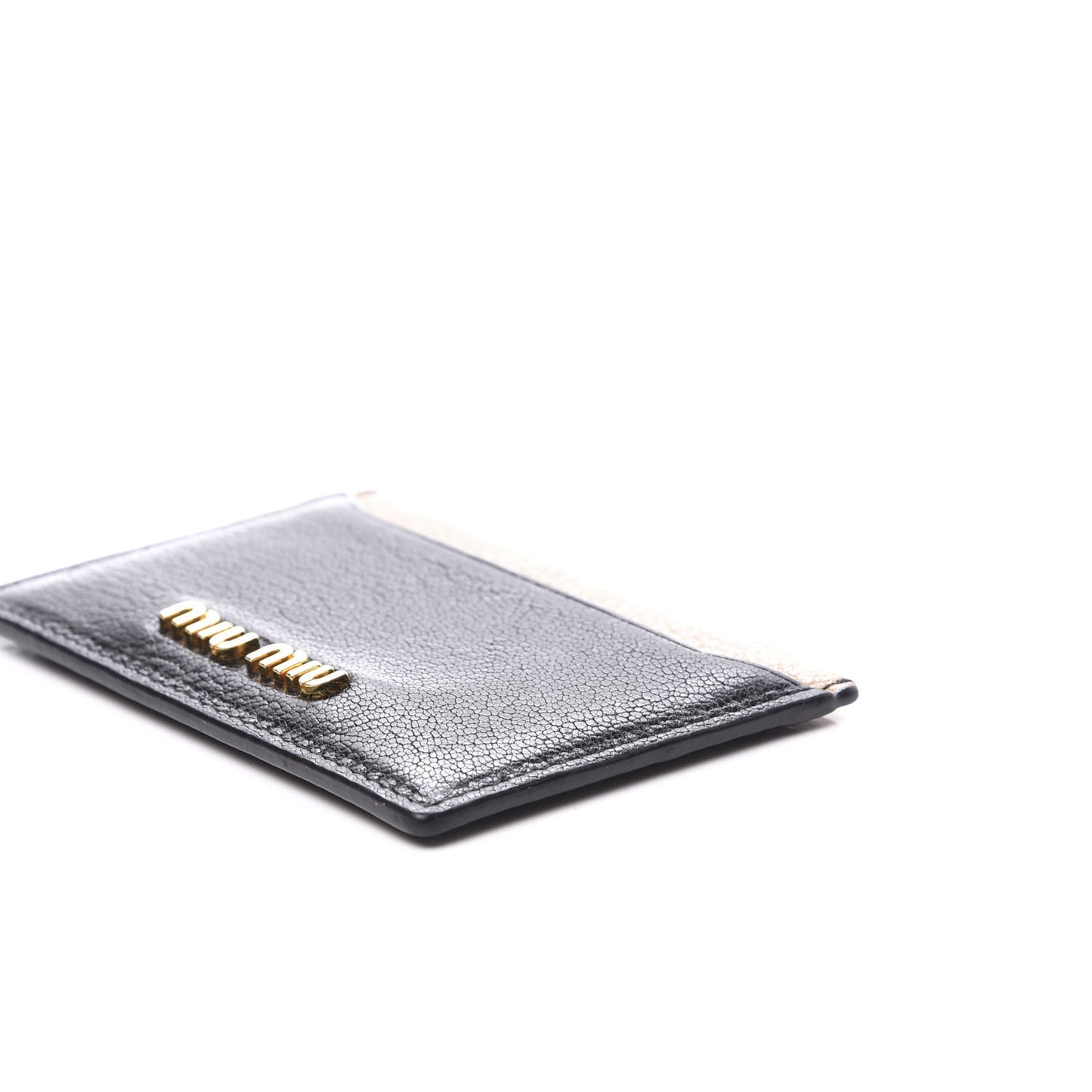 Goatskin Madras Bicolore Card Case Black Cammeo