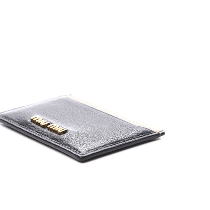 Miu Miu Goatskin Madras Bicolore Card Case Black Cammeo 7 of 8