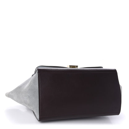 Celine Drummed Calfskin Suede Medium Trapeze Dark Grey 4 of 10
