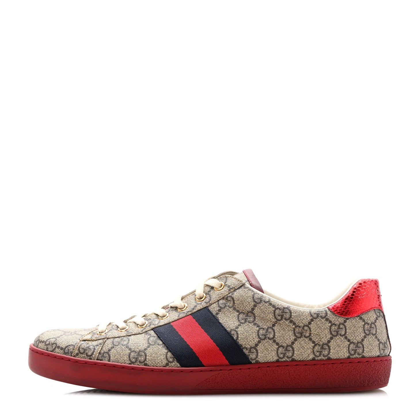 GG Supreme Monogram Ayers Mens New Ace Low-Top Sneaker 11 Blue Red