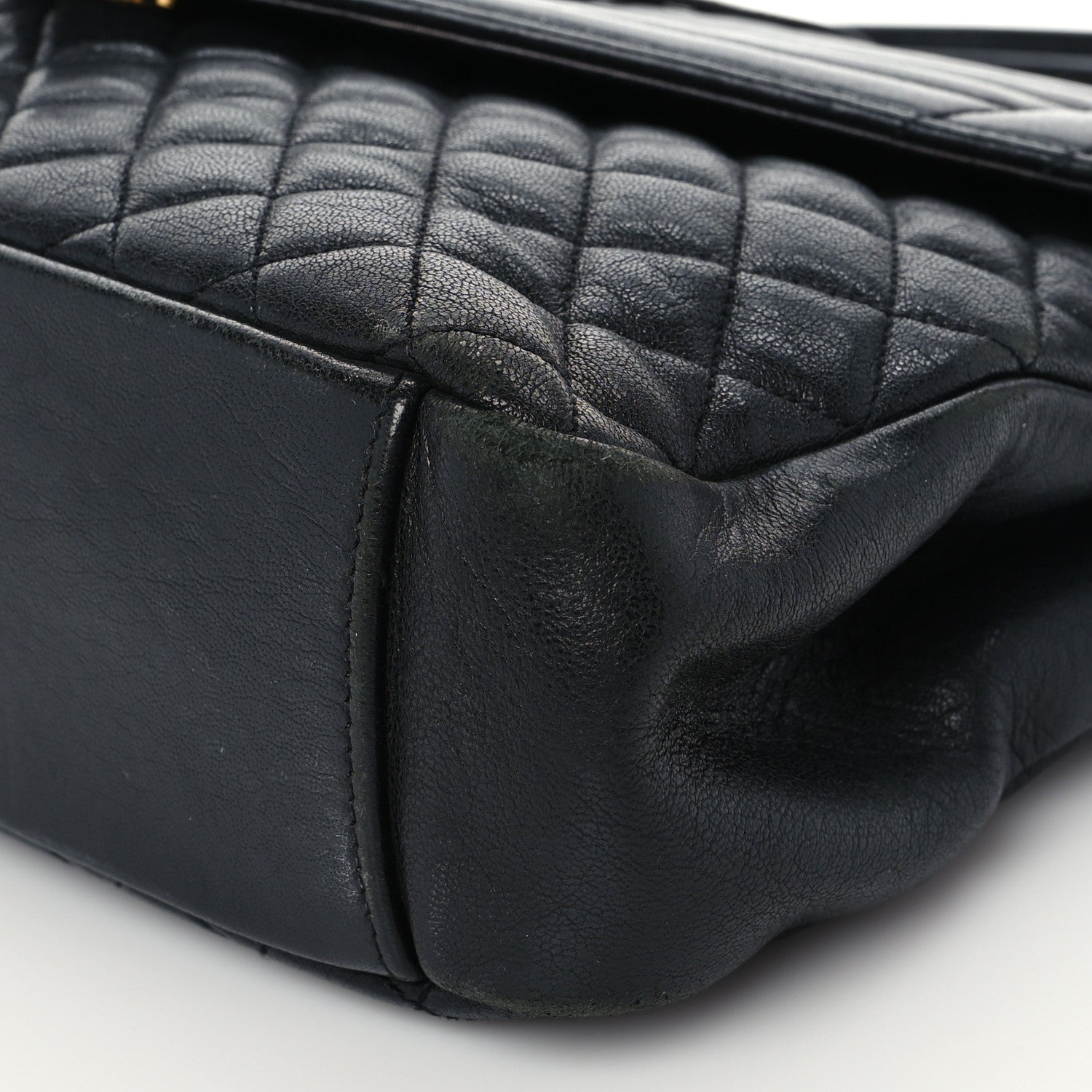 Saint Laurent Calfskin Mixed Matelasse Triquilt Large Monogram Satchel Black 7 of 9