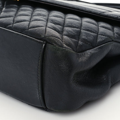 Saint Laurent Calfskin Mixed Matelasse Triquilt Large Monogram Satchel Black 7 of 9