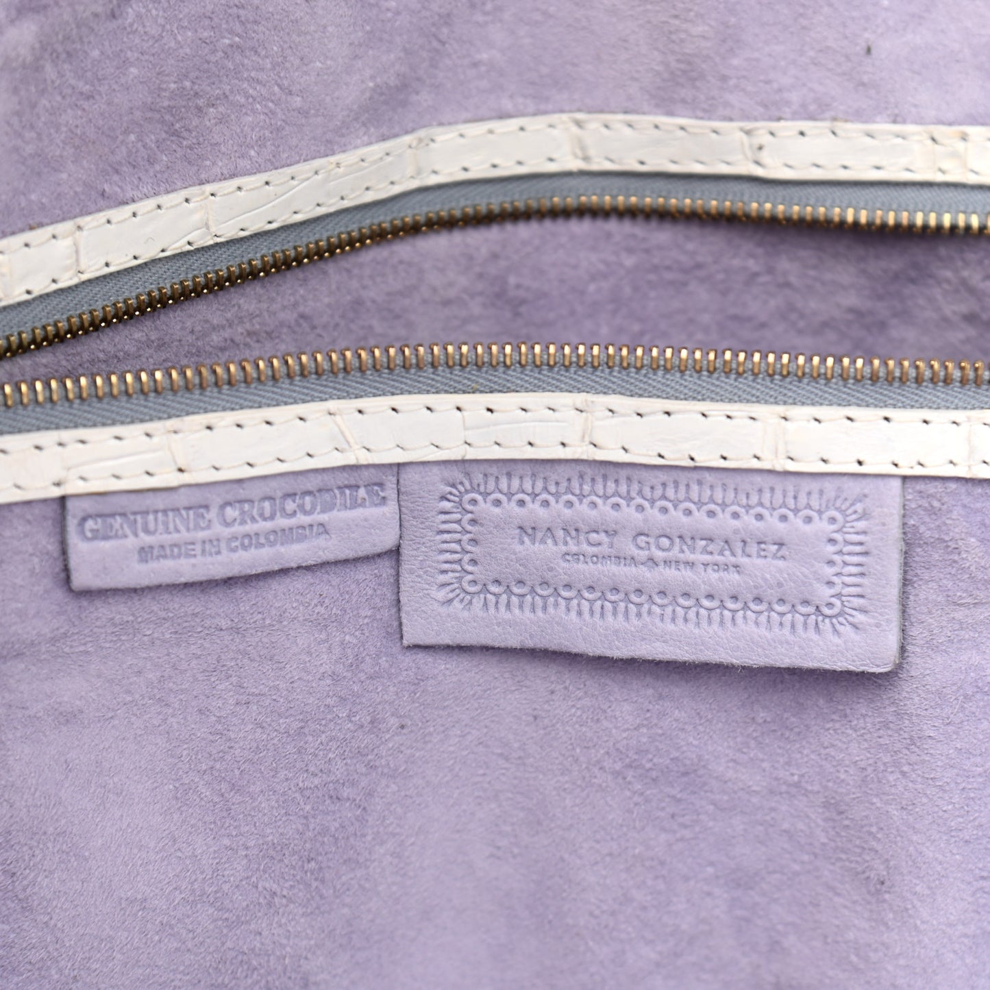 Crocodile Top Handle Tote White
