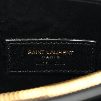 Saint Laurent Grain De Poudre Chevron Monogram Large Bill Pouch Black 6 of 7