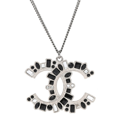 Chanel Baguette Crystal CC Necklace Silver Black 4 of 7