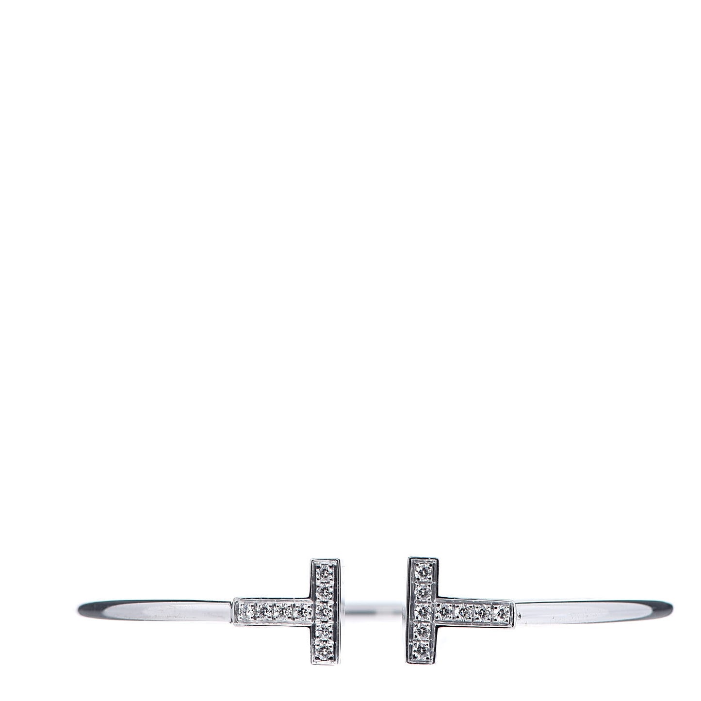 18K White Gold Diamond T Wire Bracelet