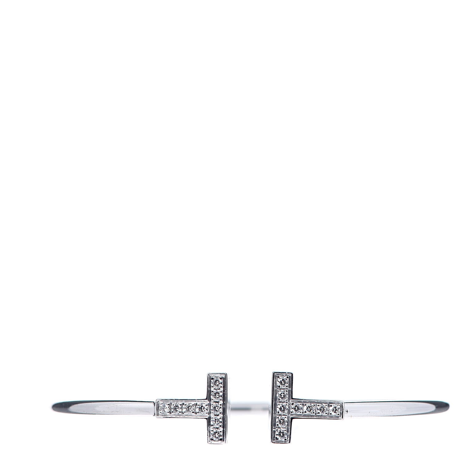 Tiffany 18K White Gold Diamond T Wire Bracelet 1 of 3