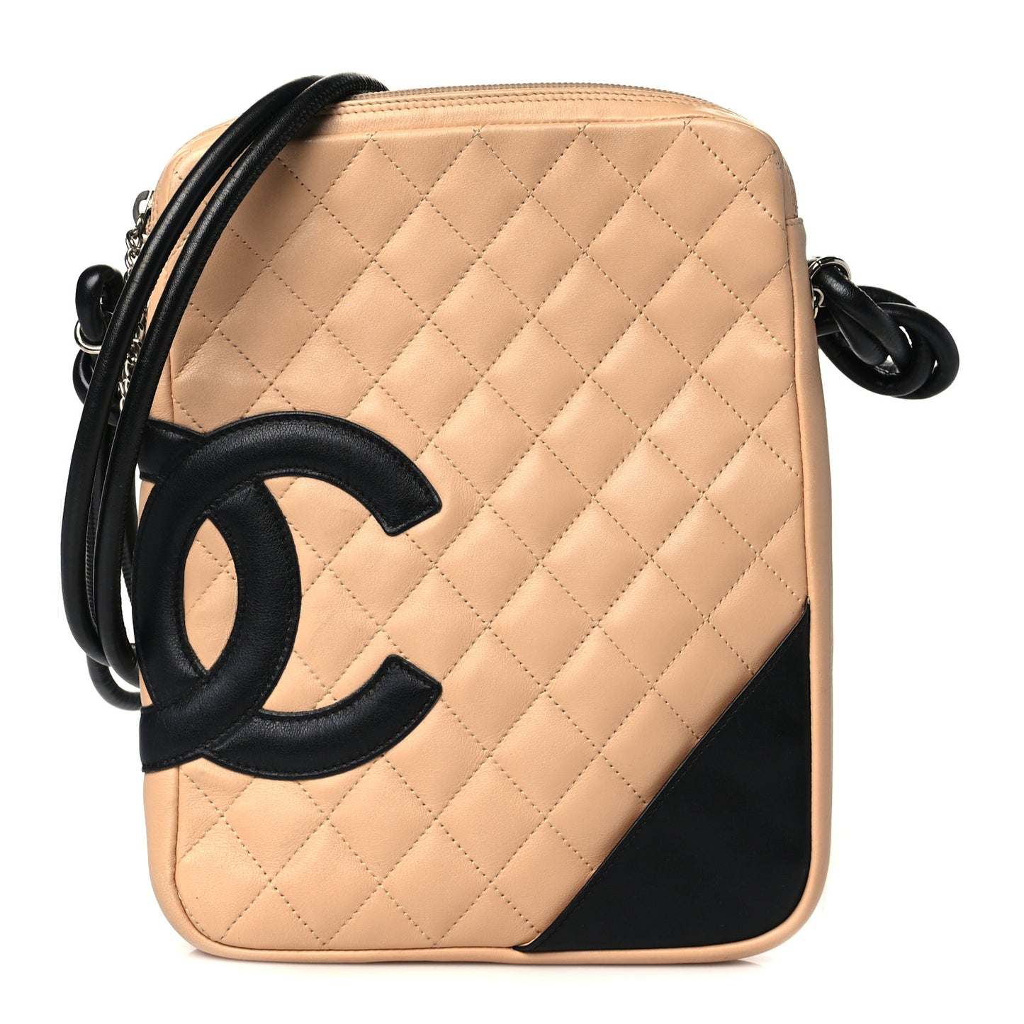 Calfskin Quilted Medium Cambon Messenger Beige Black