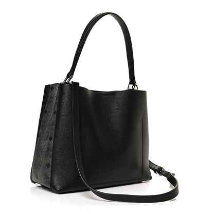 MCM Grained Calfskin Visetos Medium Sarah Hobo Black 3 of 17